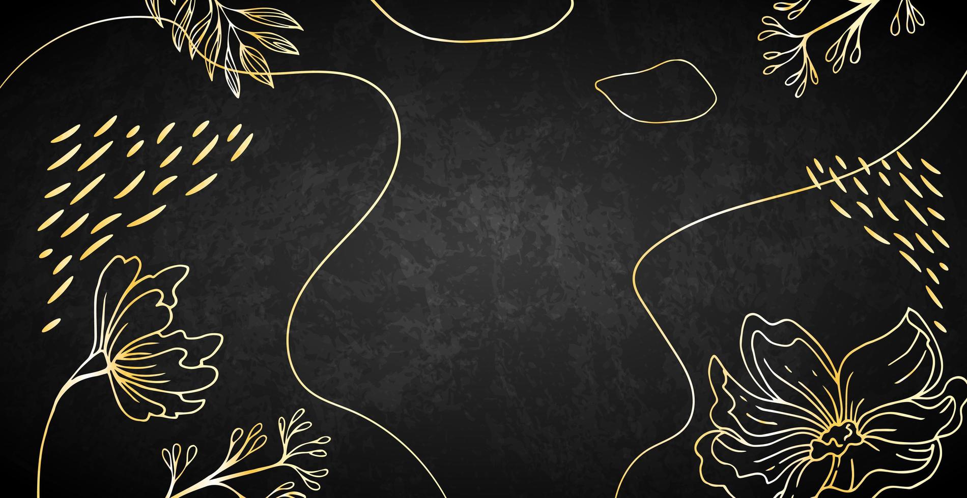Luxury dark background with golden ornaments and lines - Vector