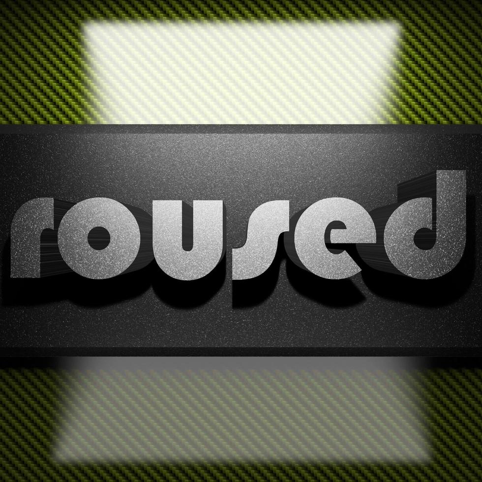 roused word of iron on carbon photo