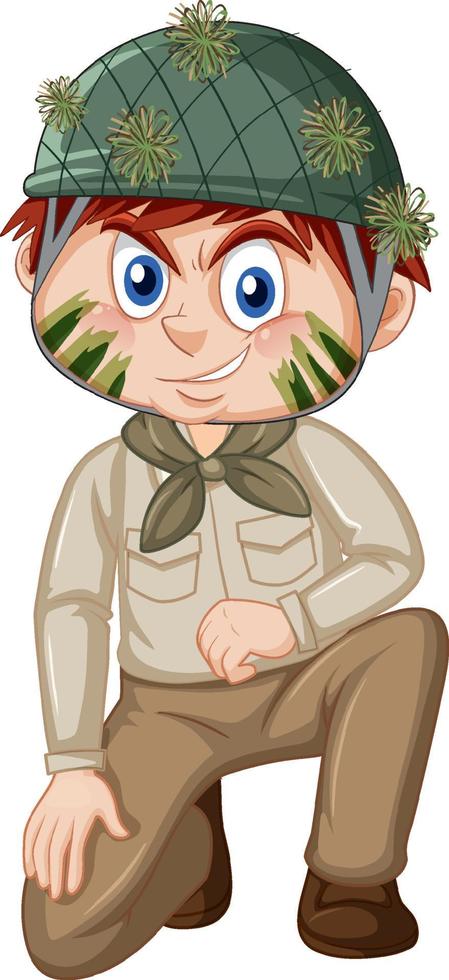 Little boy in scout uniform vector