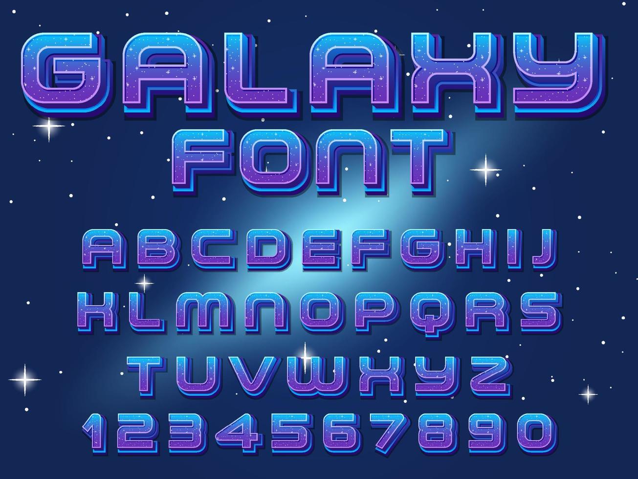 A set of English alphabet space font on space background vector