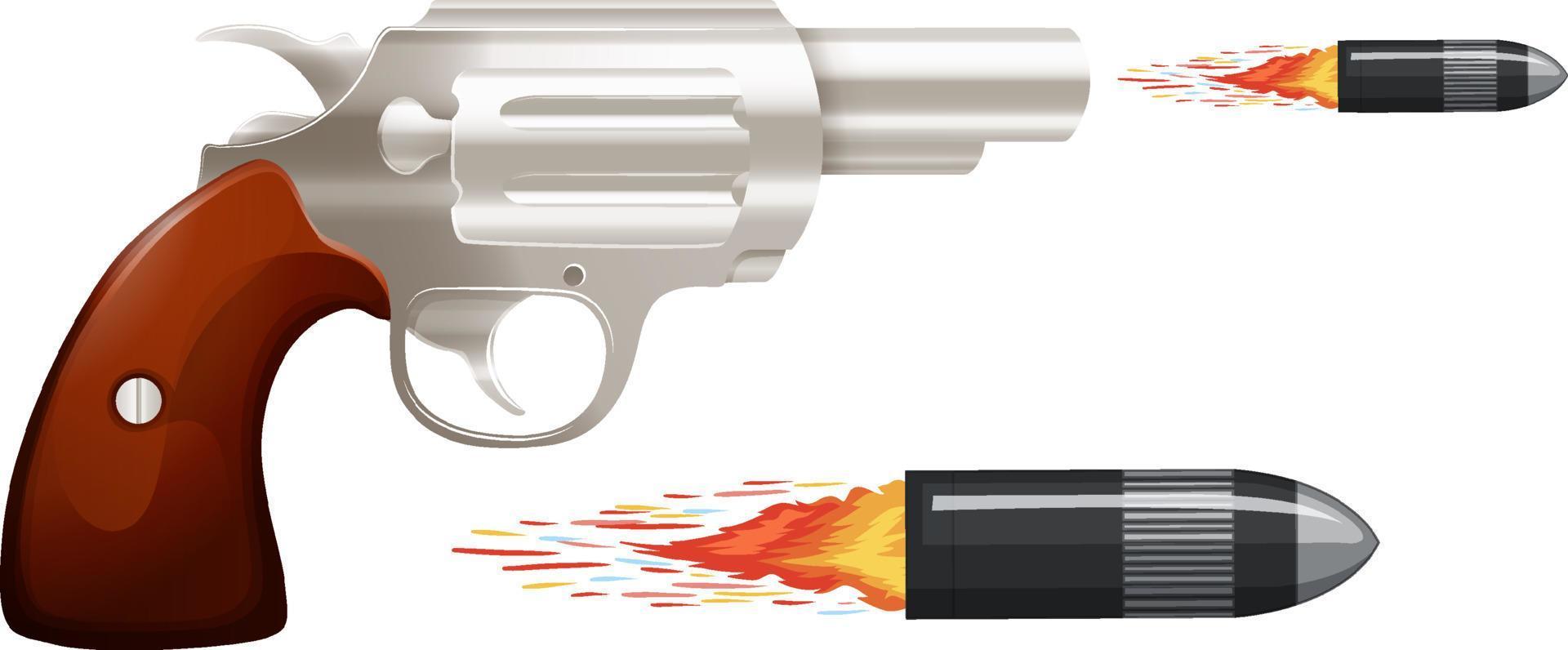 Pistol gun with bullets vector