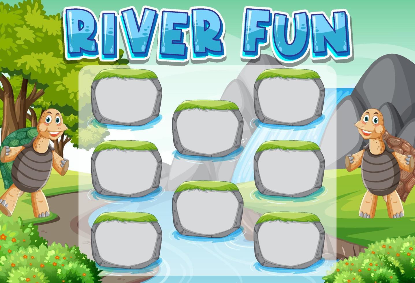Game template with empty rocks in the river vector