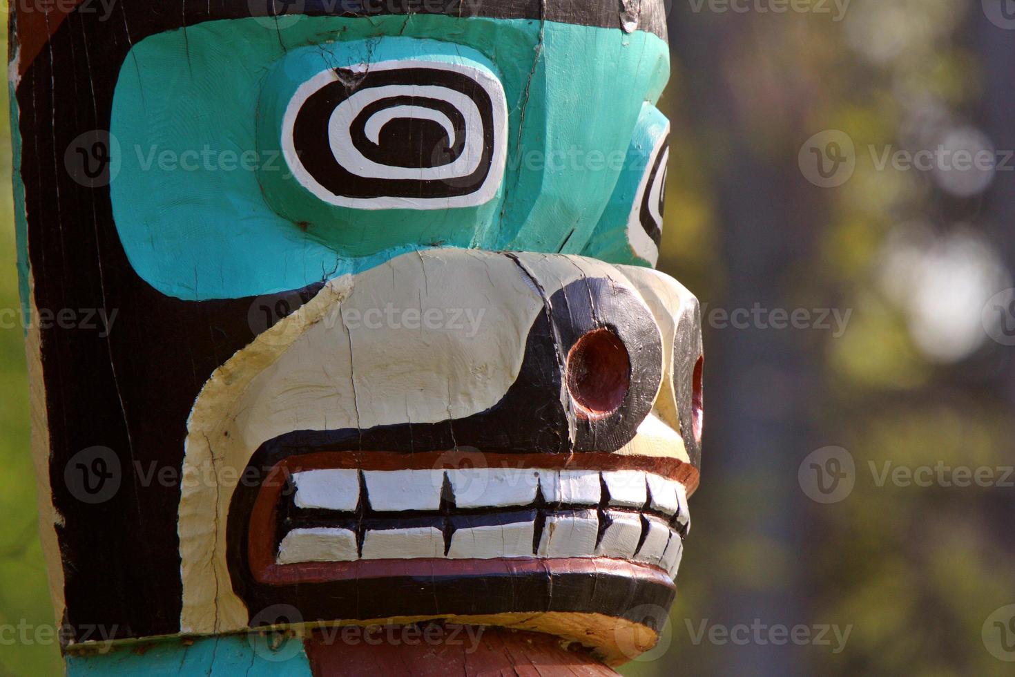 Totem pole in Saint Vital Park in Winnipeg photo