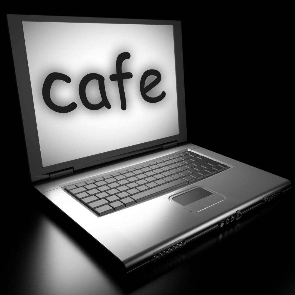 palabra de café en la computadora portátil foto