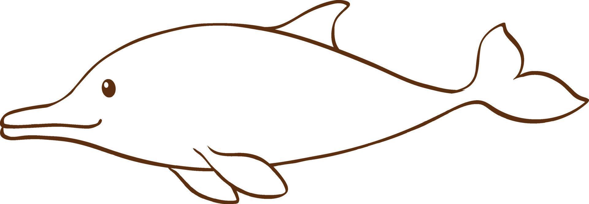 Dolphin in doodle simple style on white background vector