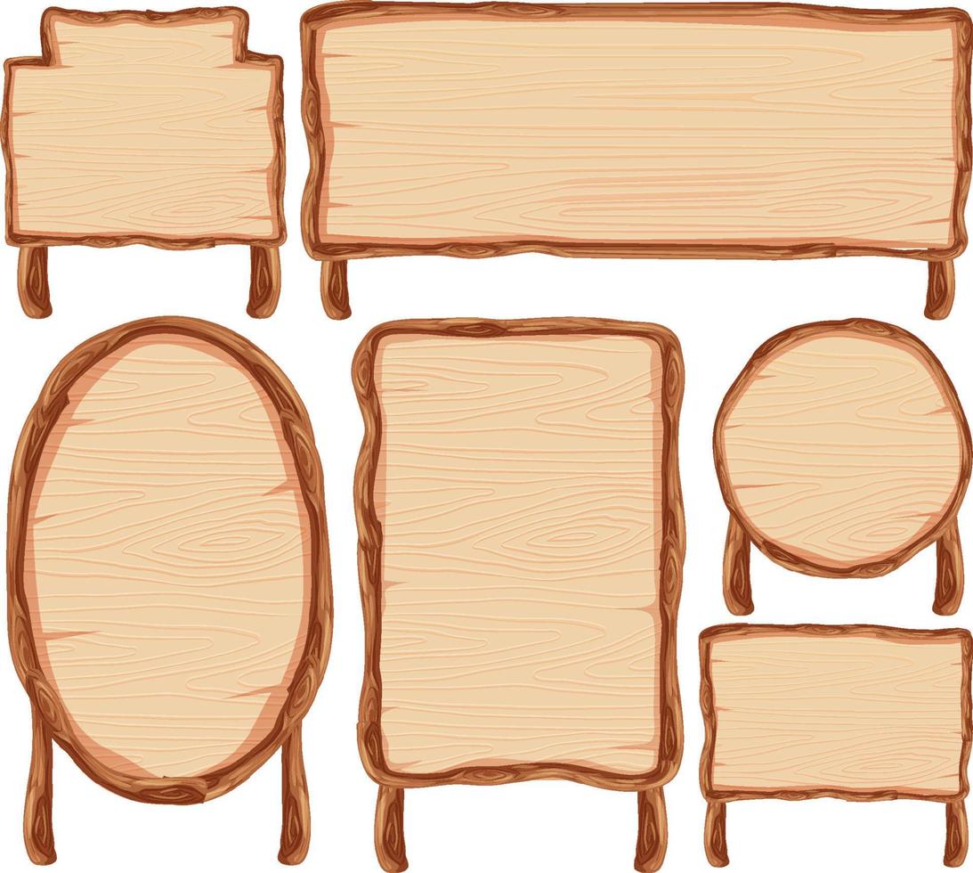 conjunto de banner de letrero de madera vector