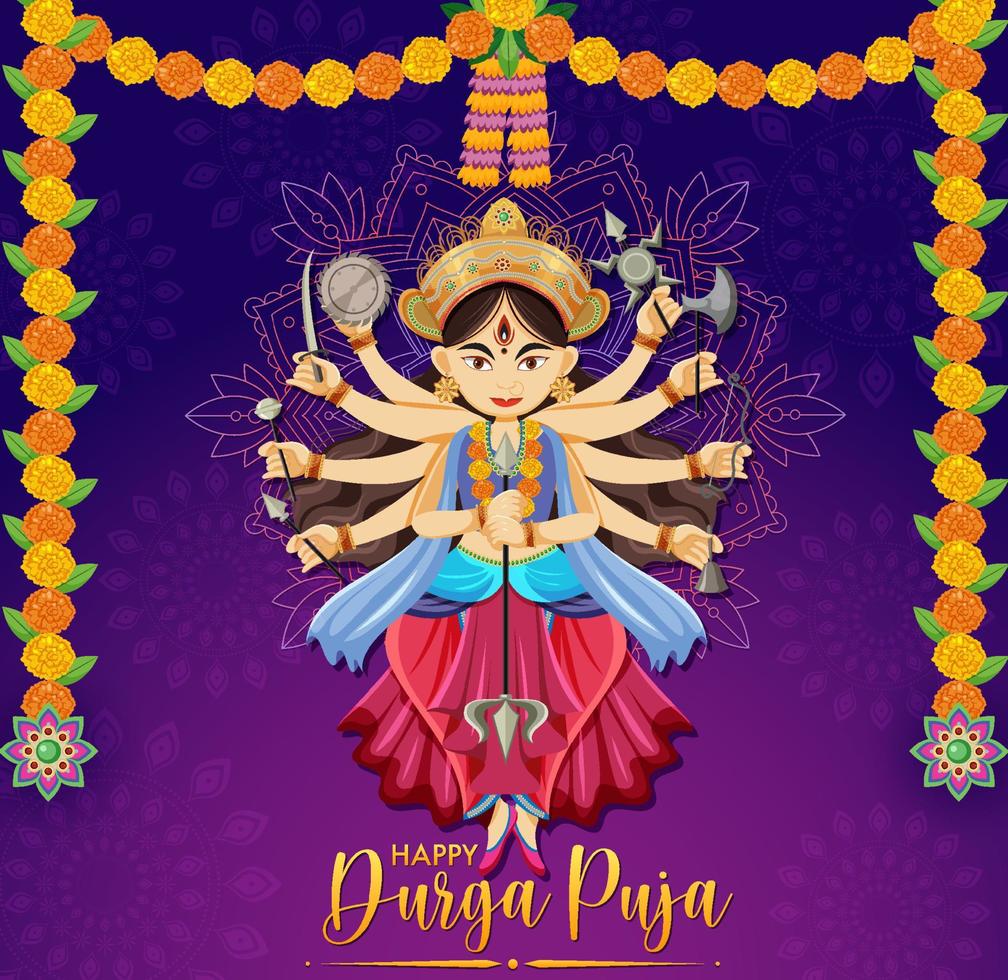Happy Durga Puja event day vector