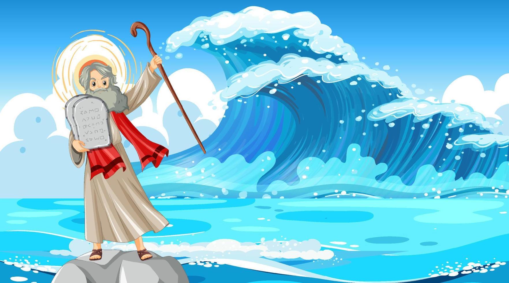 Moses holding the ten commandments stone vector