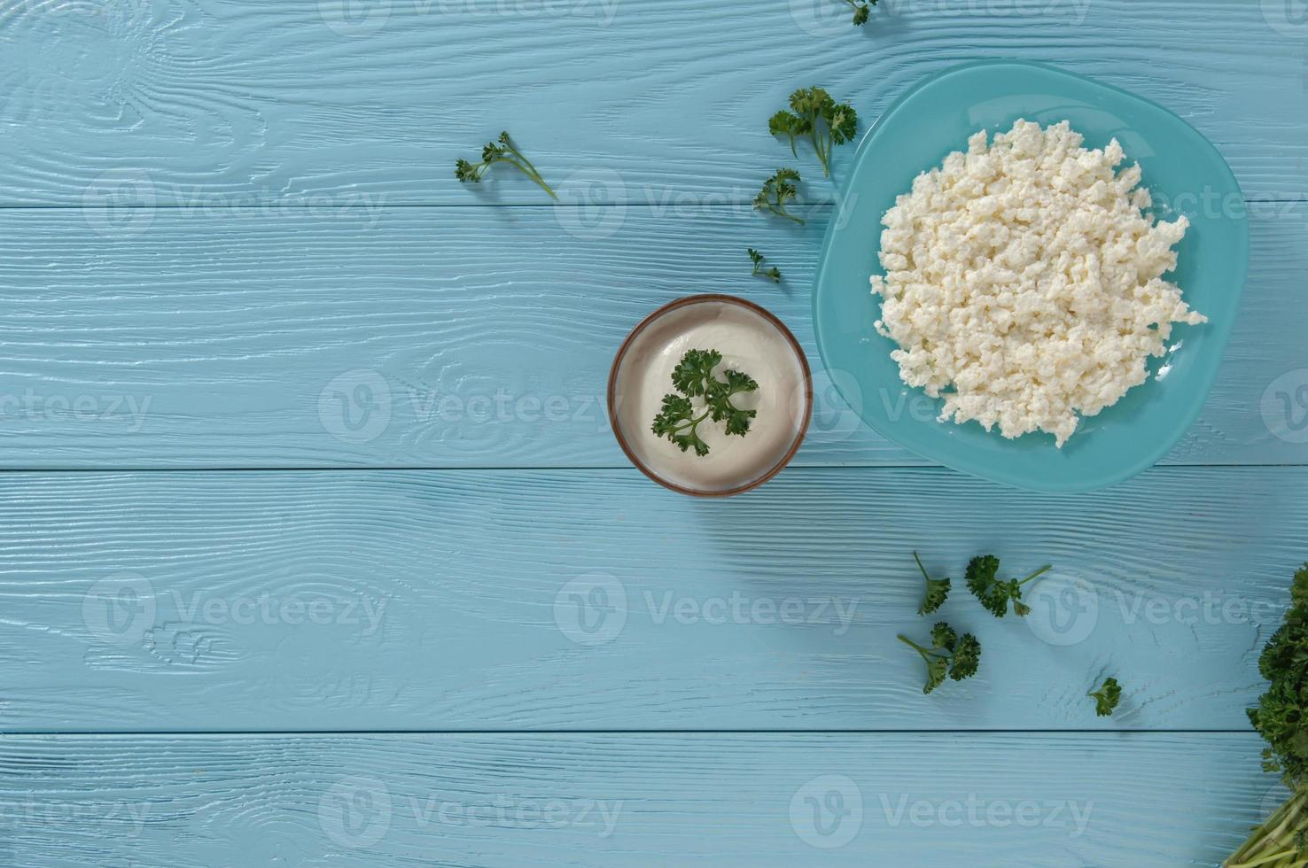 dairy products on a blue background photo