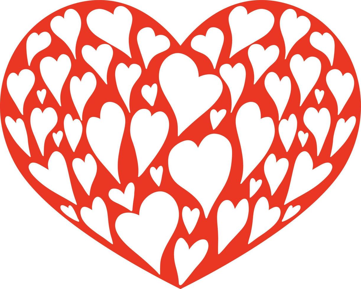 Heart shape made of small hearts vector