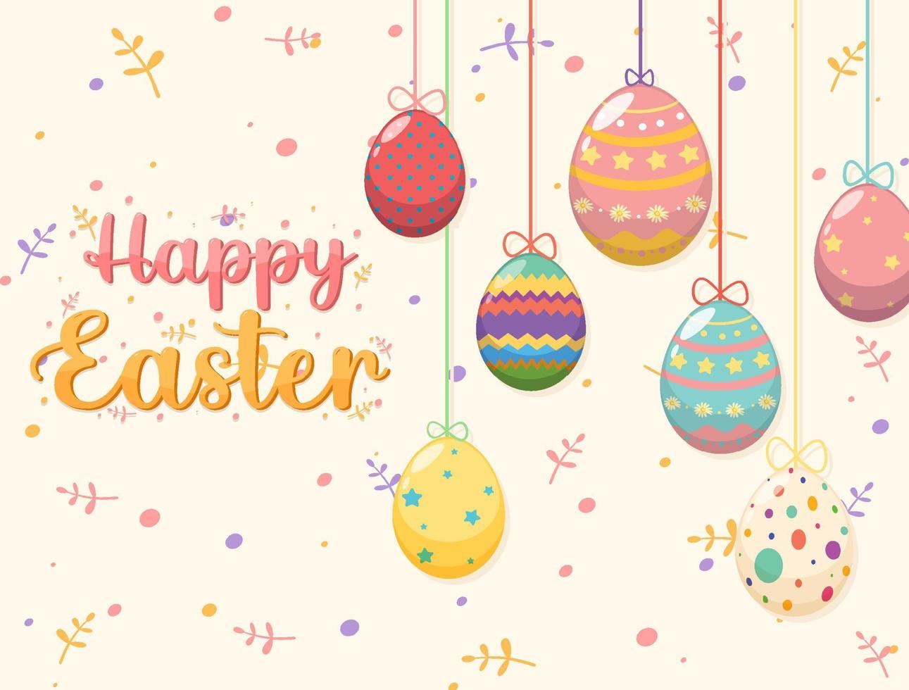 Happy Easter design with decorated eggs vector