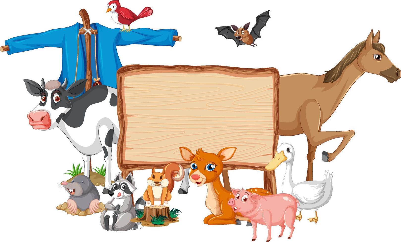 Animal with wooden sign banner vector