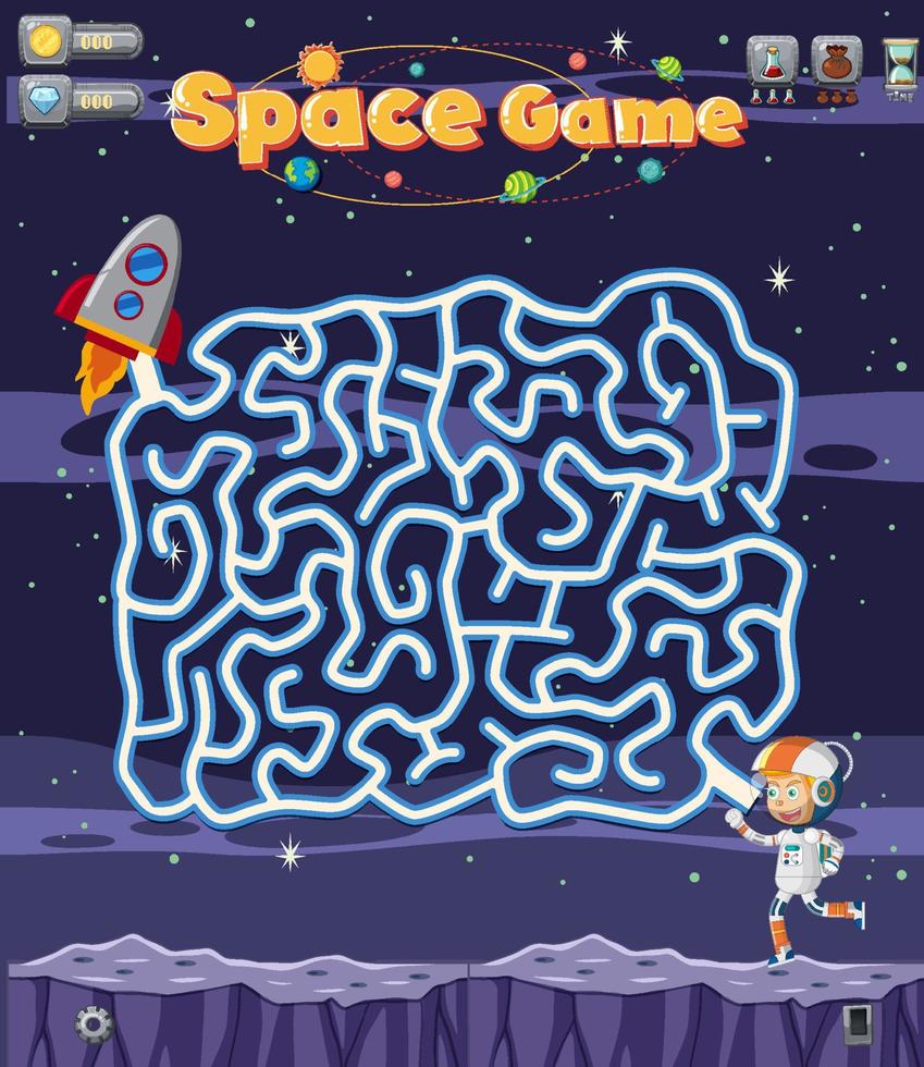 Space maze puzzle game template vector