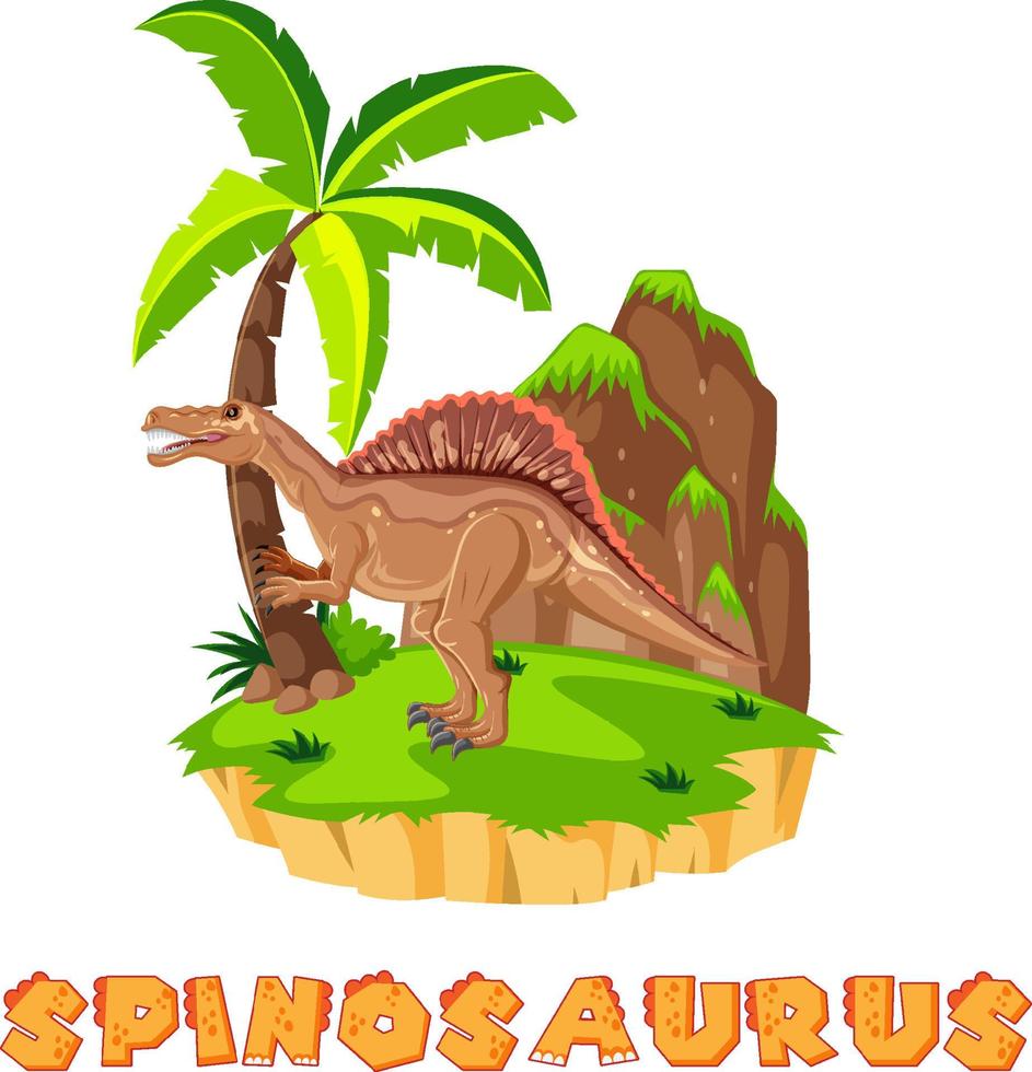 Spinosaurus standing on green grass vector