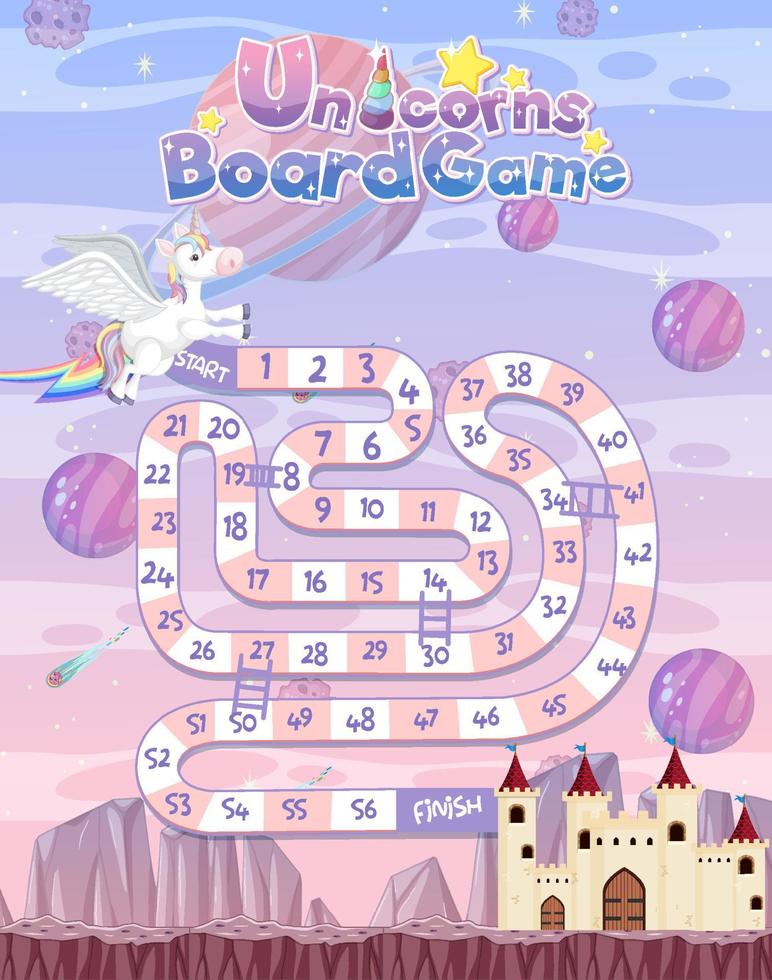 Snake Ladder game in unicorn pastel theme vector