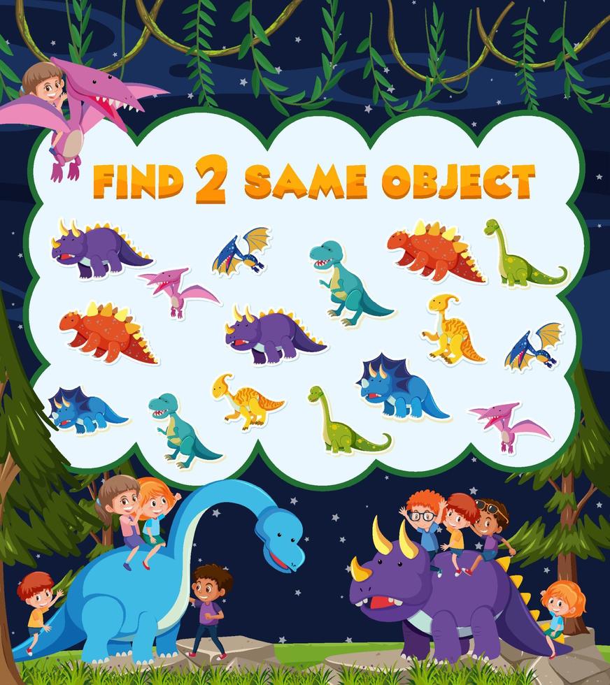 Find object game template of dinosaur vector