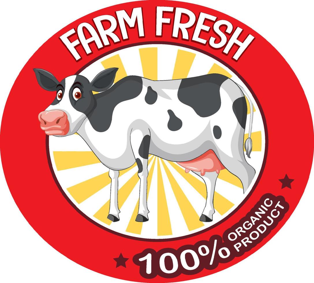 A cow with a Farm fresh label vector
