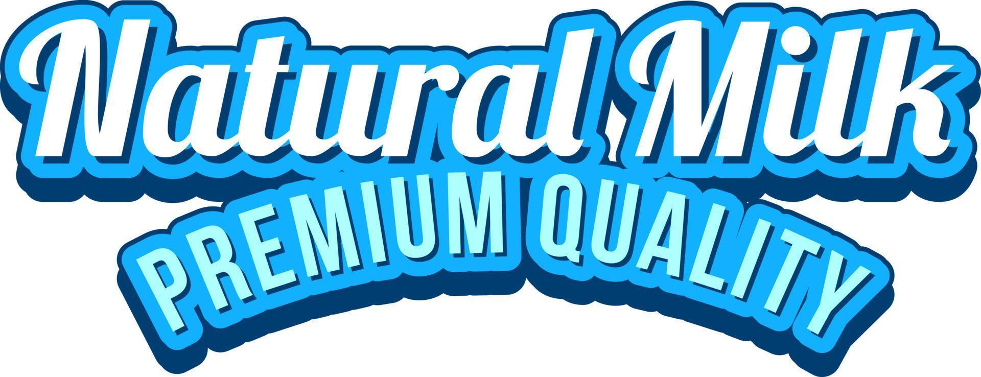 A Natural milk text label vector