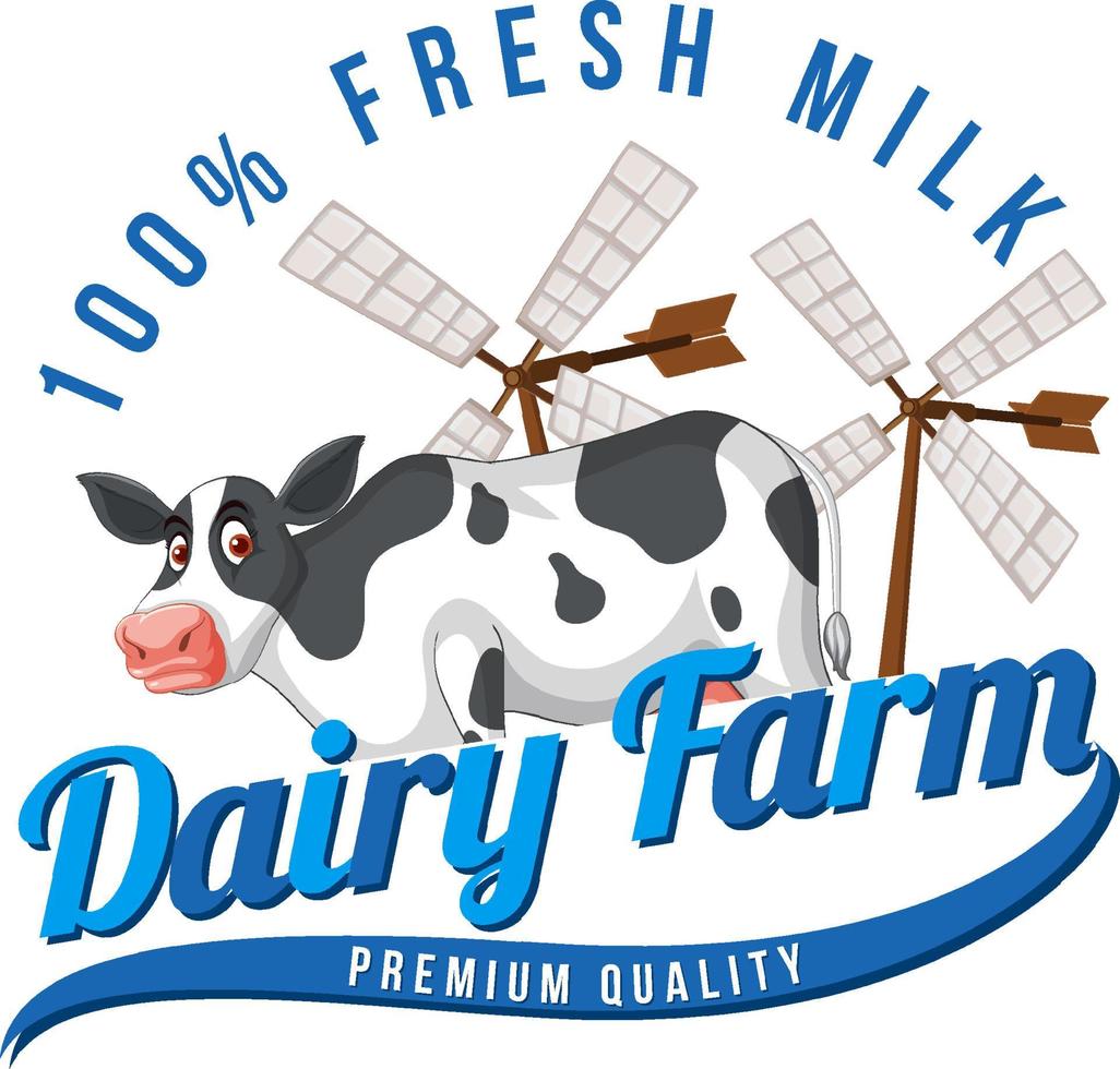A cow with a Dairy farm label vector