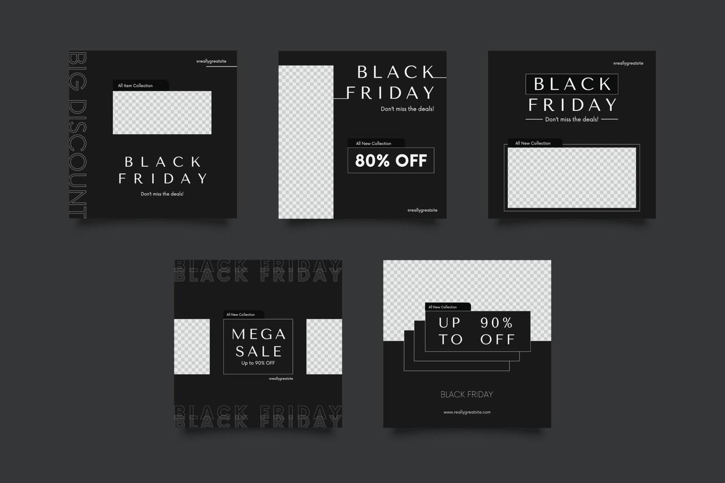 Black Friday Event Social Media Posts Template vector