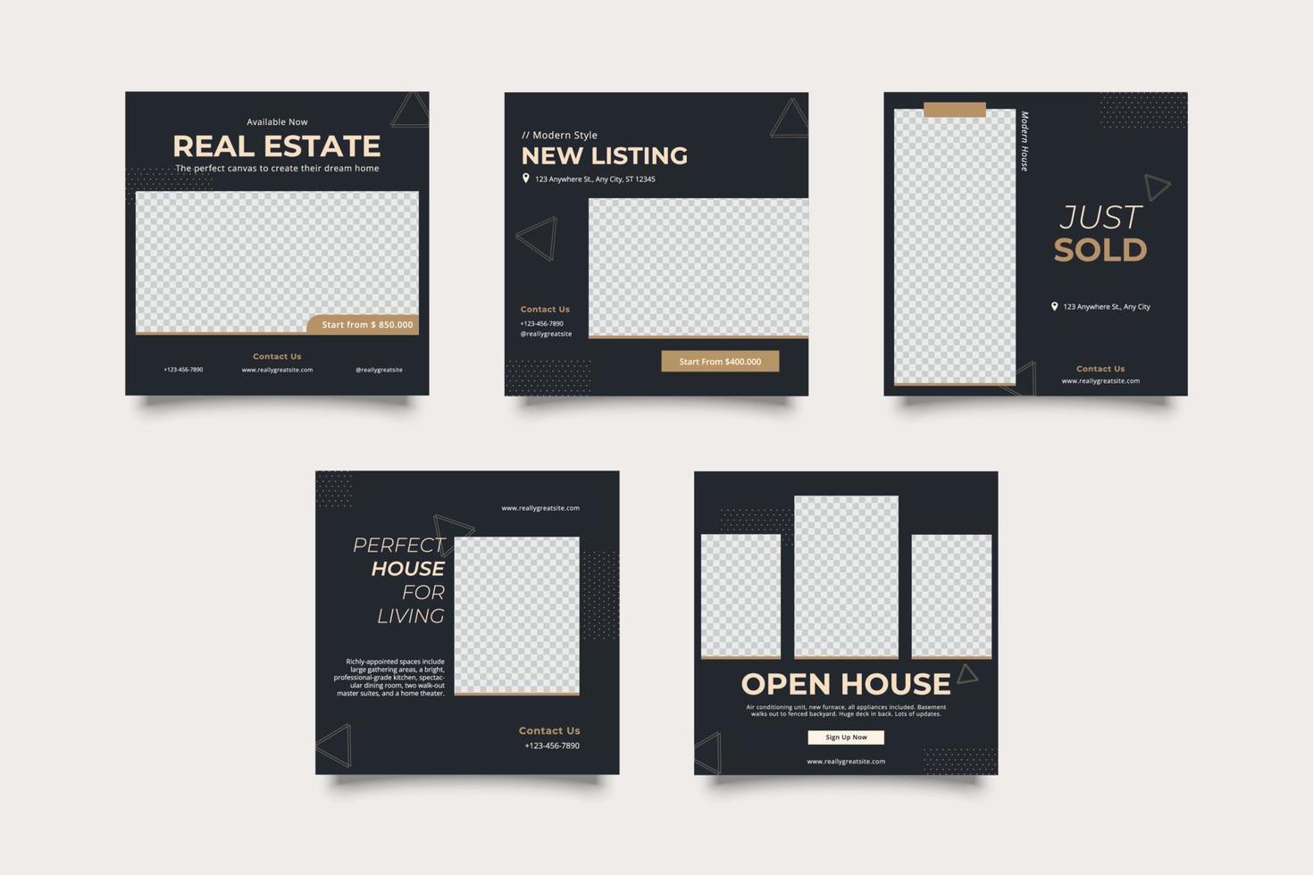 Real Estate Business Social Media Posts Template vector