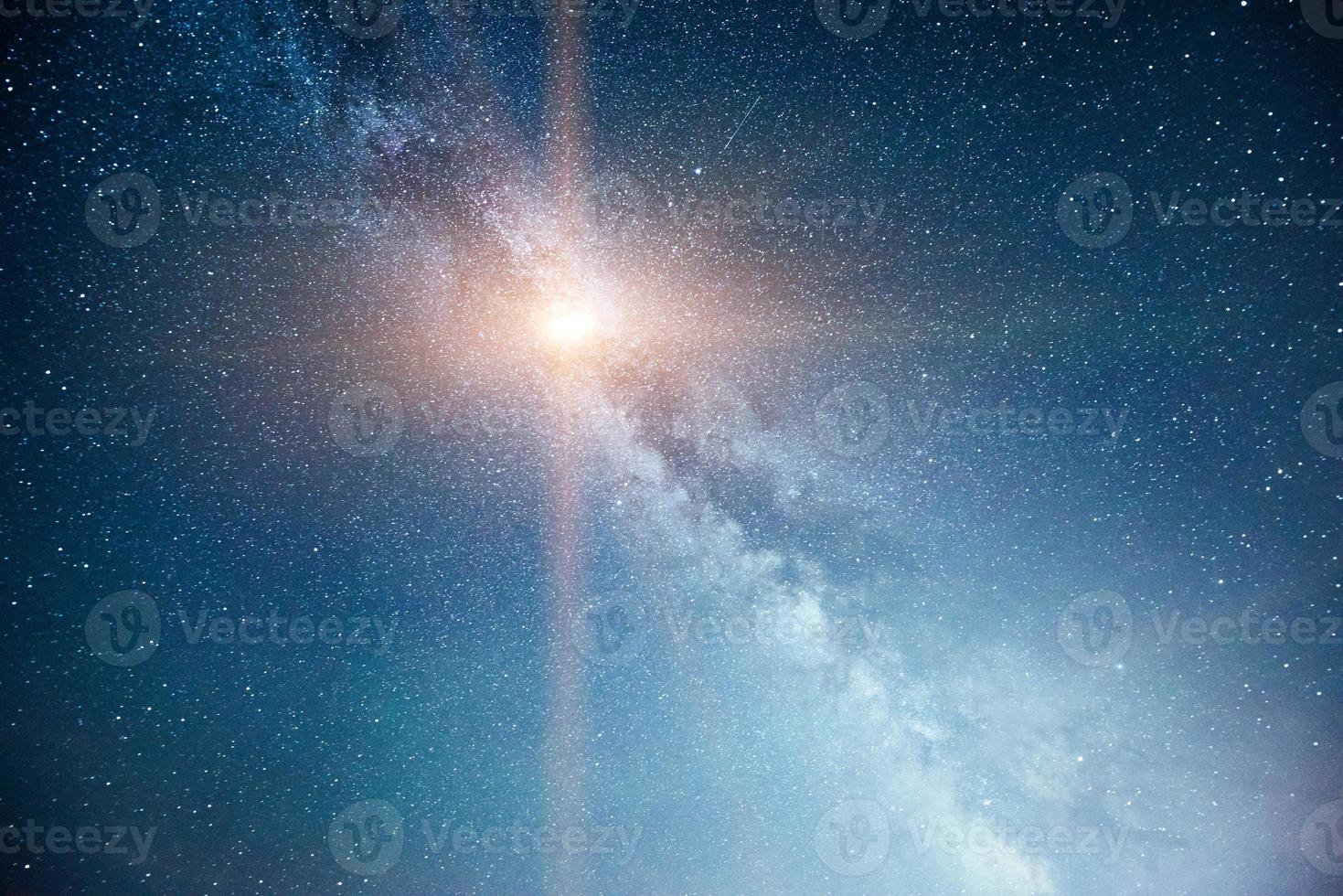 Vibrant night sky with stars and nebula and galaxy. Deep sky astrophoto photo