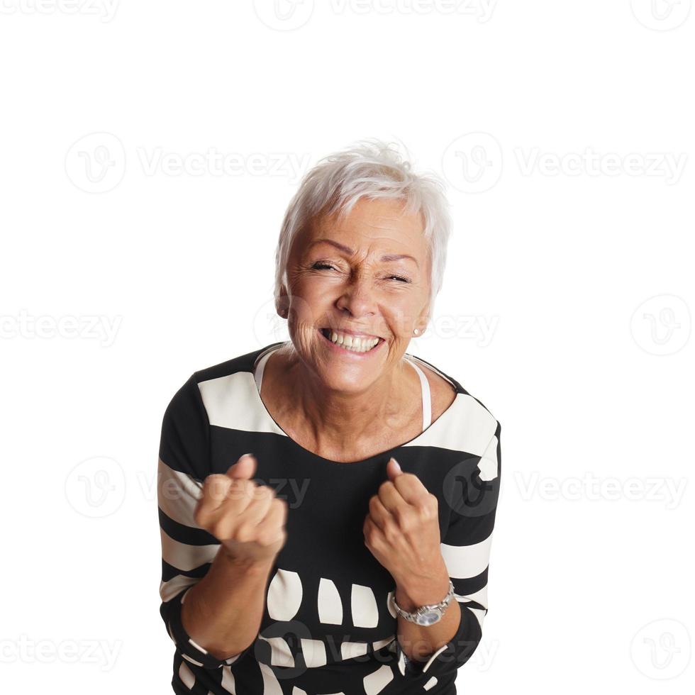 overjoyed senior woman photo