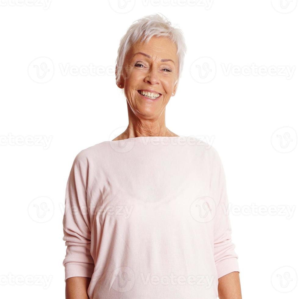 happy mature woman in her sixties photo