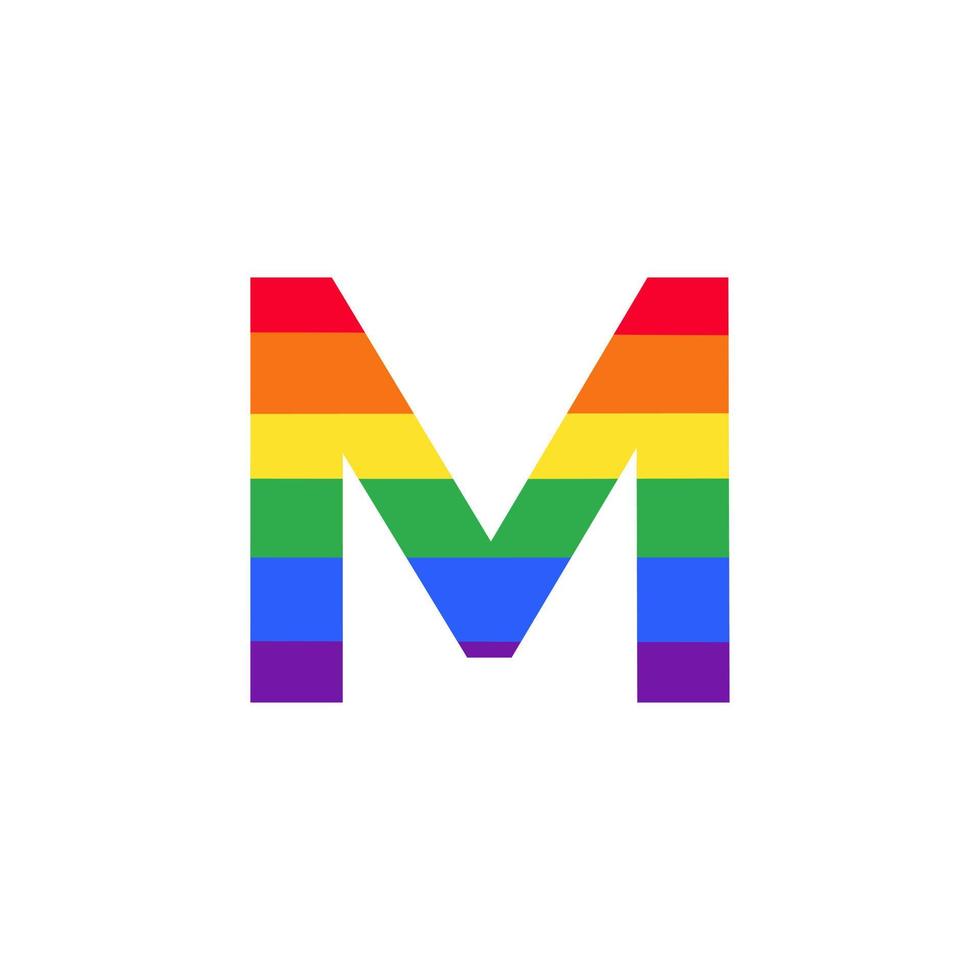 Letter M Colored in Rainbow Color Logo Design Inspiration for LGBT Concept vector