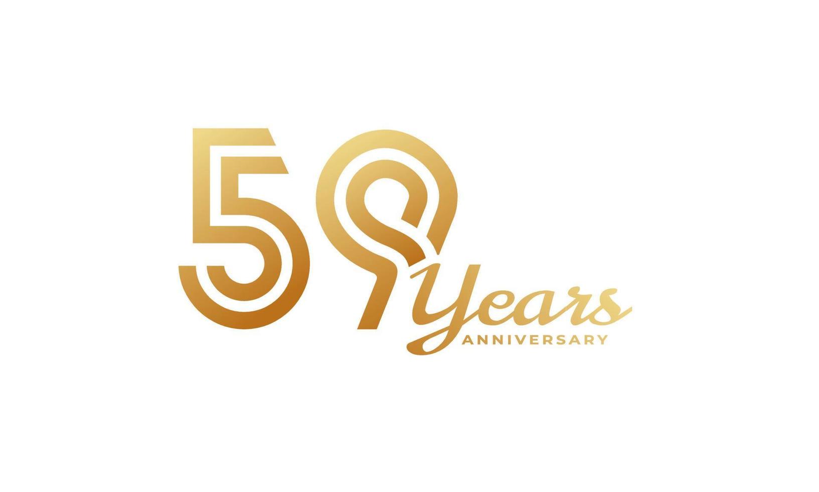 Celebración del aniversario de 59 años con escritura a mano en color dorado para eventos de celebración, bodas, tarjetas de felicitación e invitaciones aisladas en fondo blanco vector