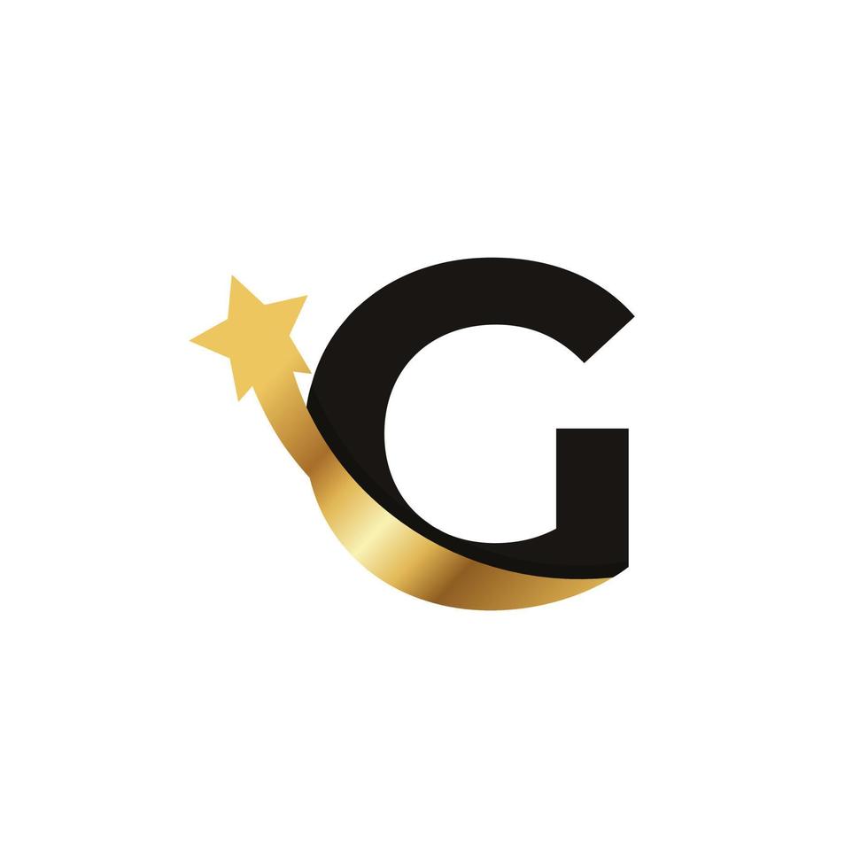 Initial Letter G Golden Star Logo Icon Symbol Template Element vector