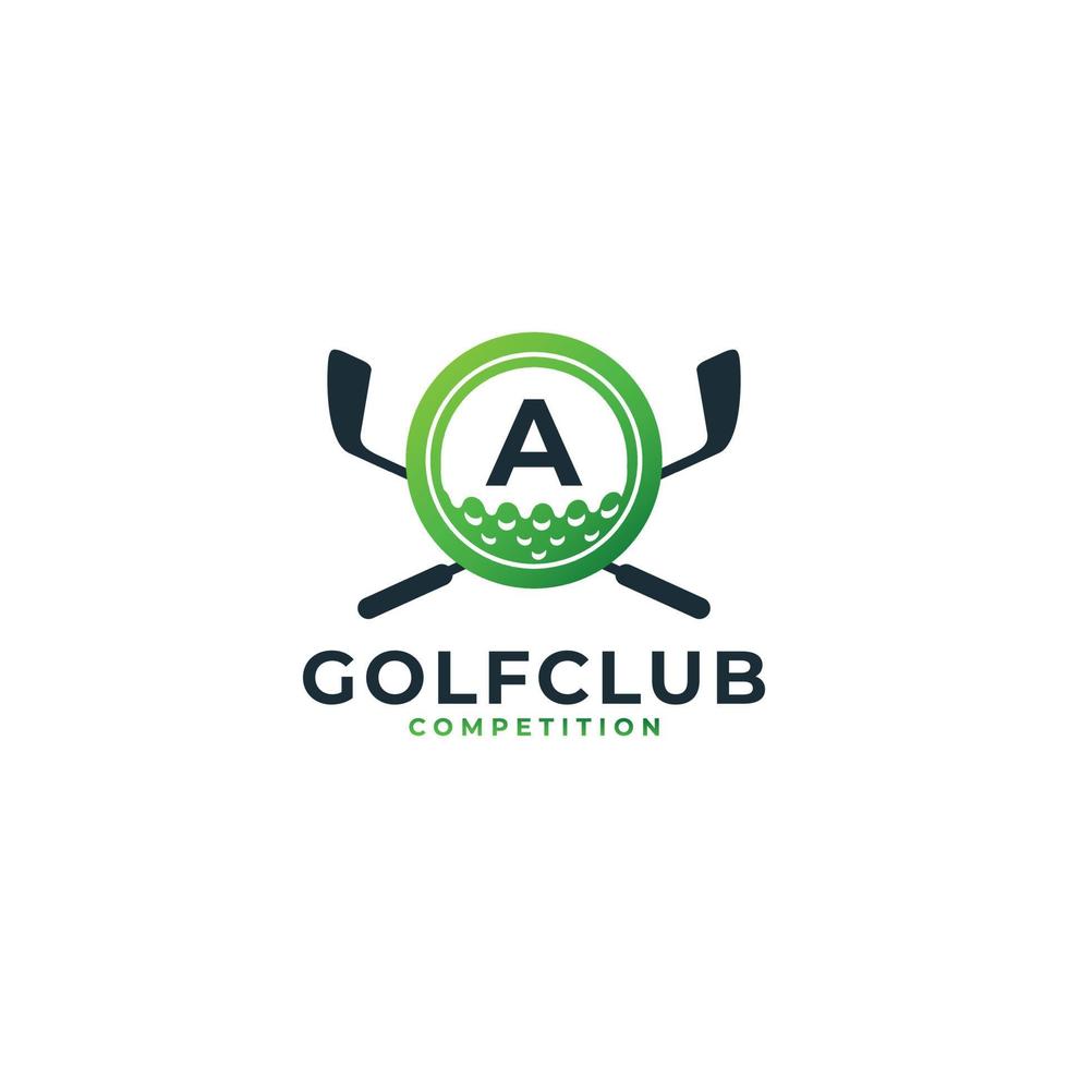 logotipo deportivo de golf. letra a para la plantilla de vector de diseño de logotipo de golf. eps10 vector