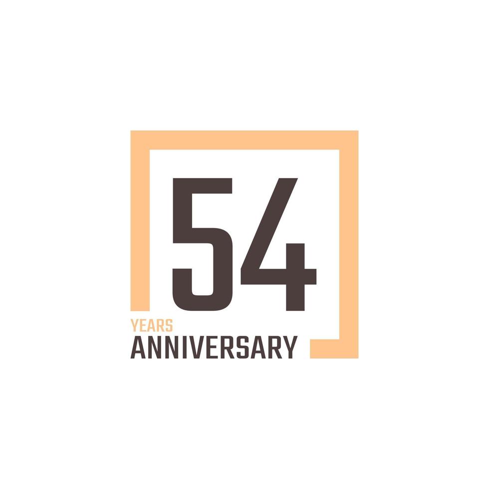 54 Year Anniversary Celebration Vector with Square Shape. Happy Anniversary Greeting Celebrates Template Design Illustration