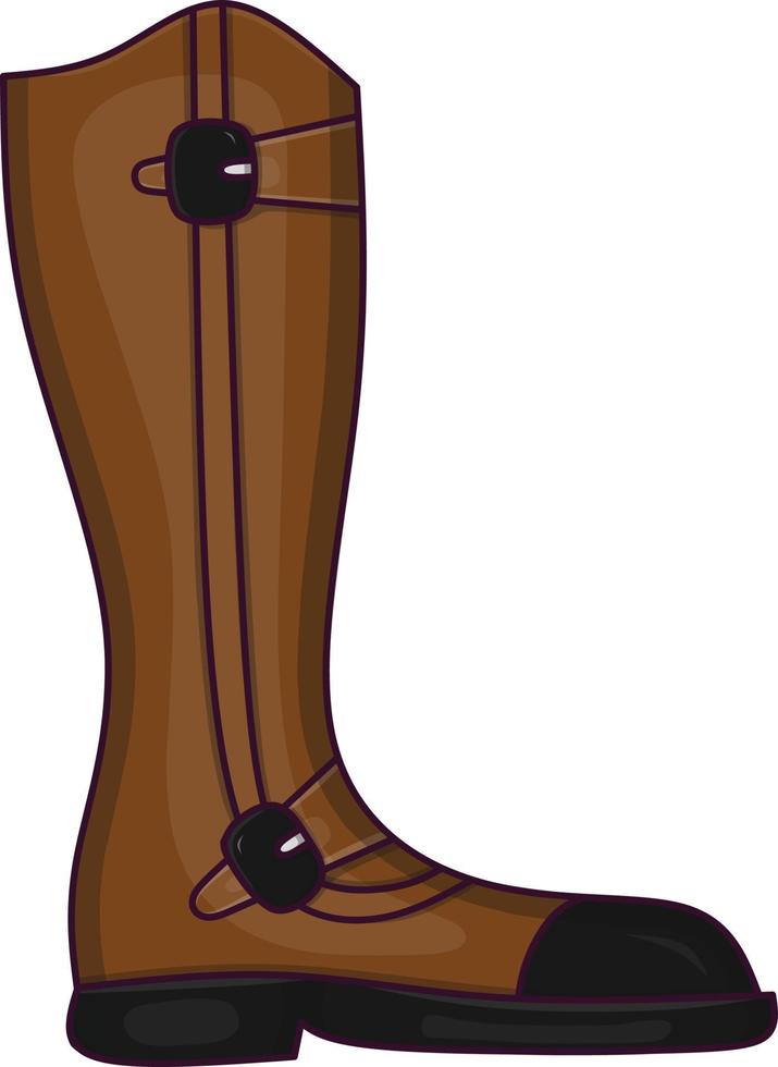 Riding shoes with flat design style in brown, black and purple line vector