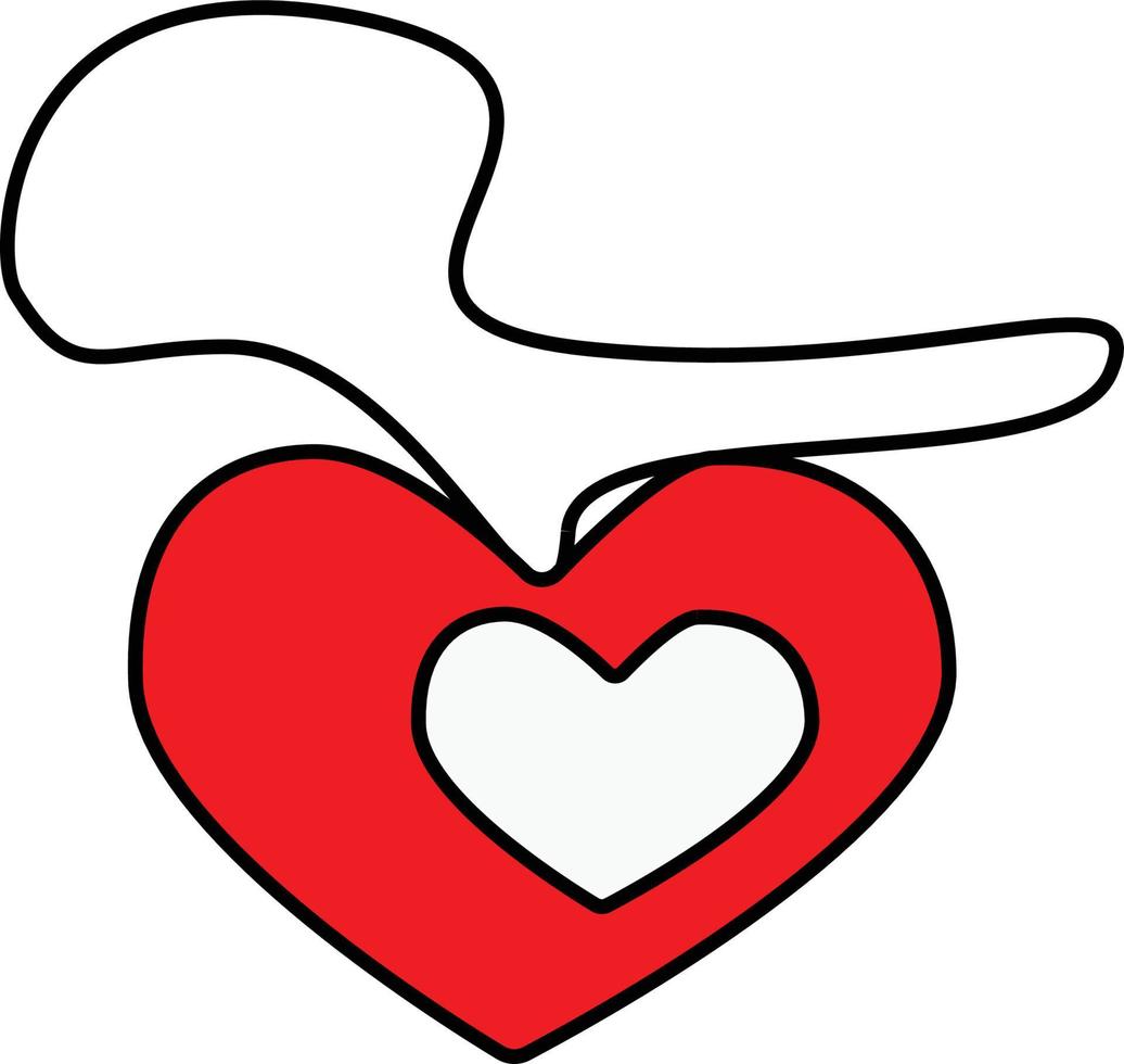 red heart shaped pendant. Symbol of love. Vector illustration.