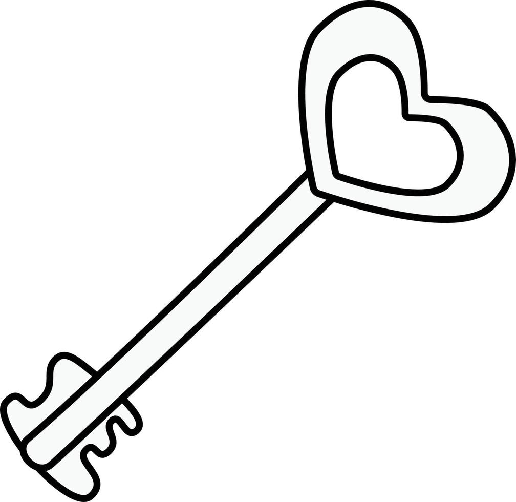 Key in the shape of a heart. Symbol of love. Vector illustration.