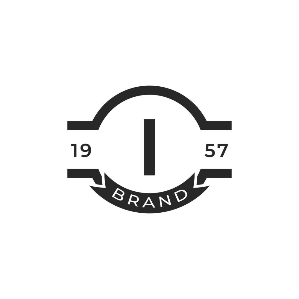 elemento de plantilla de diseño de logotipo vintage insignia letra i. adecuado para identidad, etiqueta, insignia, café, vector de icono de hotel
