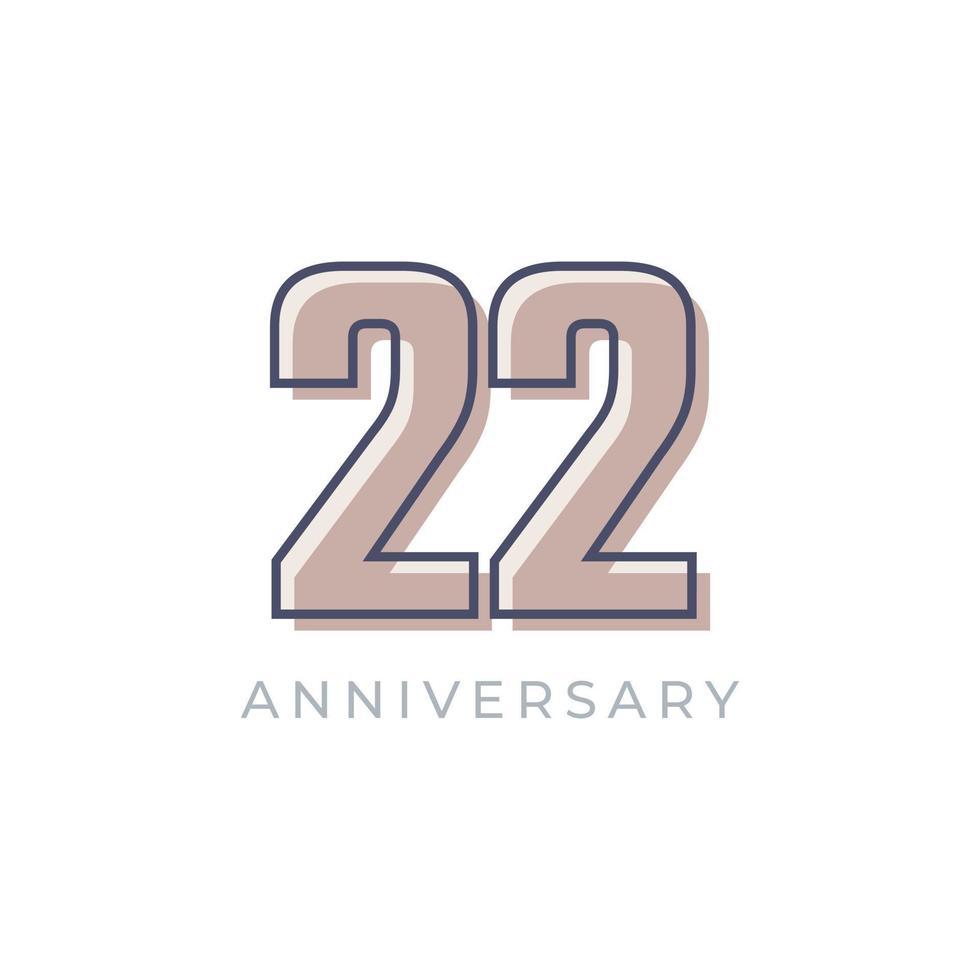 22 Year Anniversary Celebration Vector. Happy Anniversary Greeting Celebrates Template Design Illustration vector