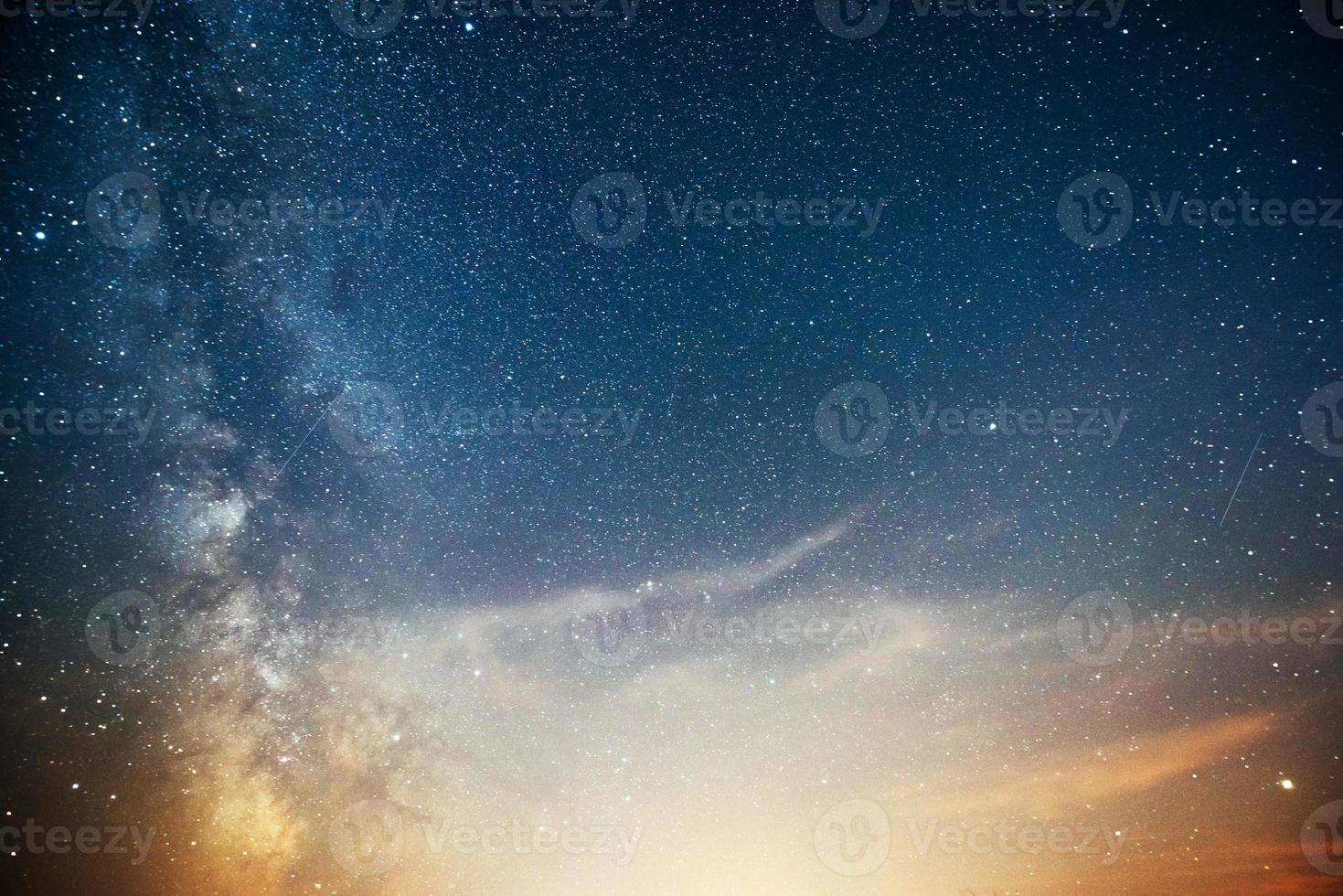 Vibrant night sky with stars and nebula and galaxy. Deep sky astrophoto photo