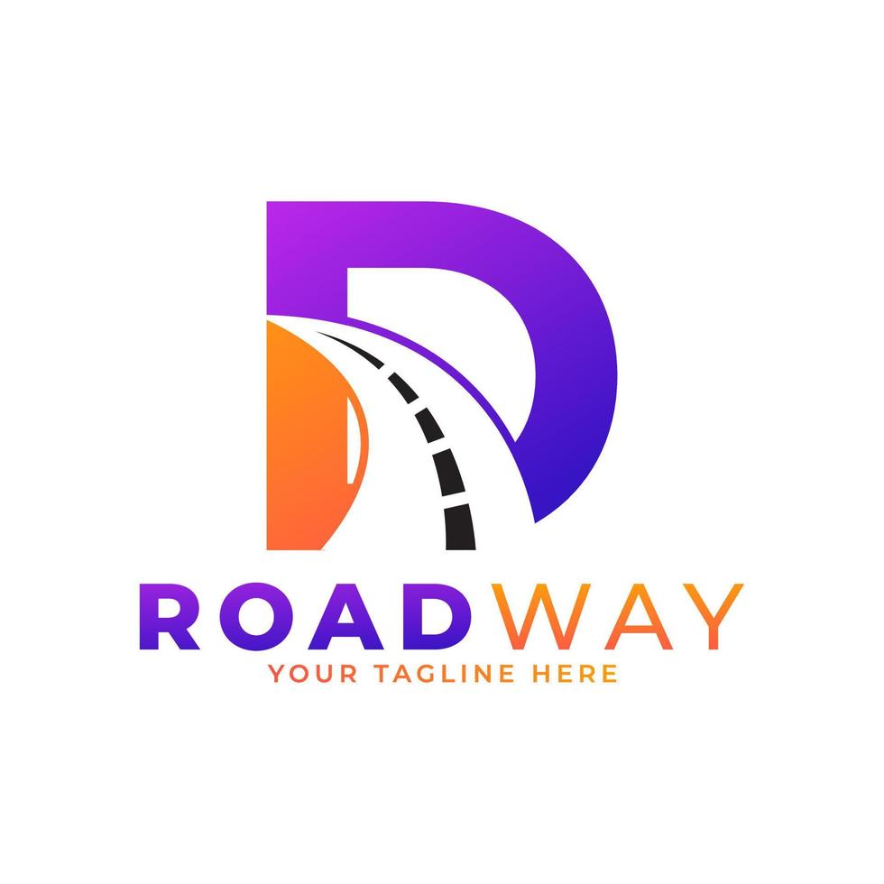 Initial D Road Way Logo Design Icon Vector Graphic. Concept of Destination, Address, Position and Travel