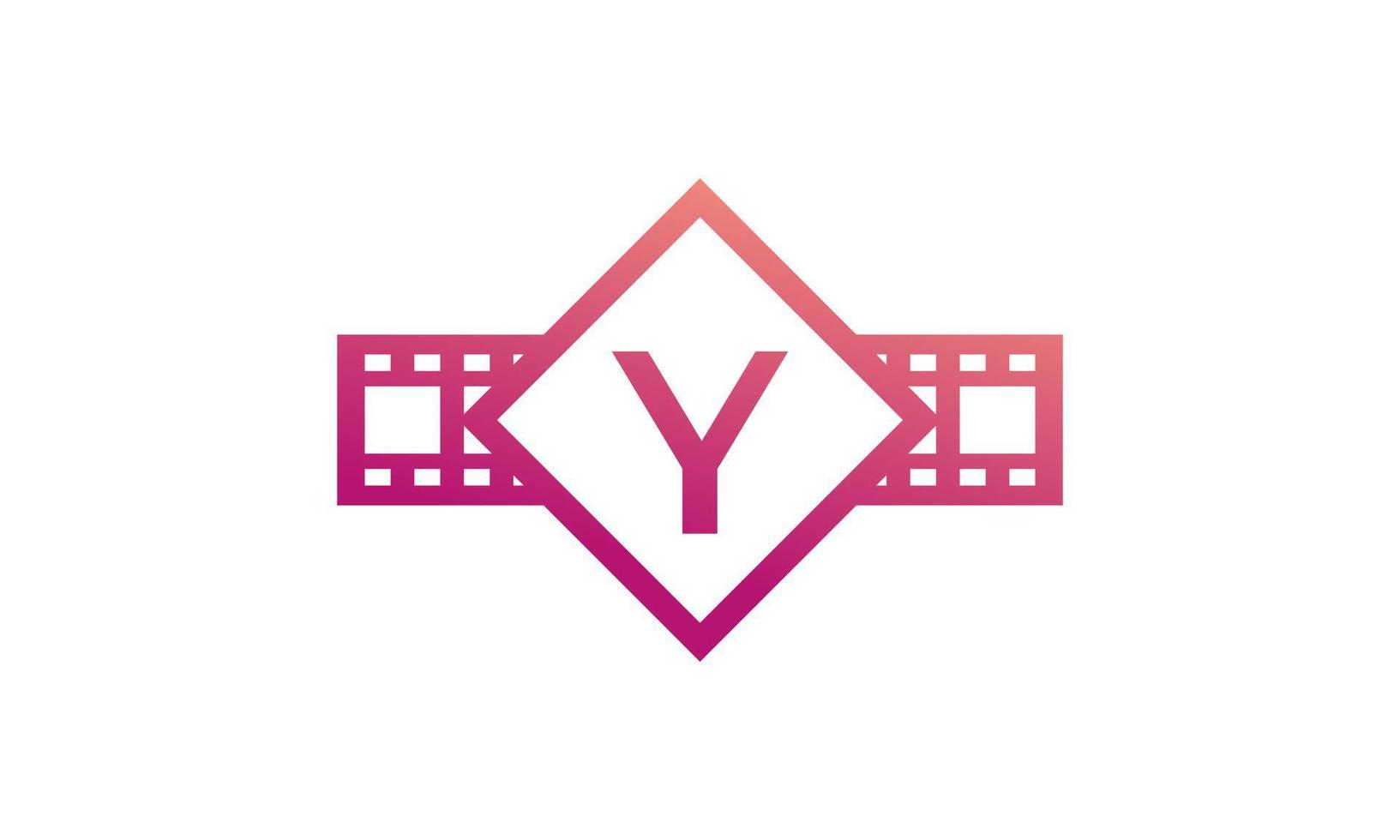 Initial Letter Y Square with Reel Stripes Filmstrip for Film Movie Cinema Production Studio Logo Inspiration vector