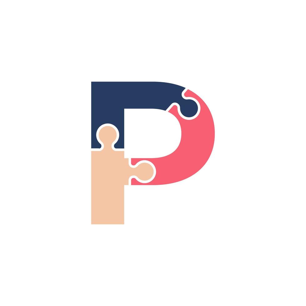 Initial Letter P with Team Puzzle Jigsaw Connectivity Logo Design Template Element vector