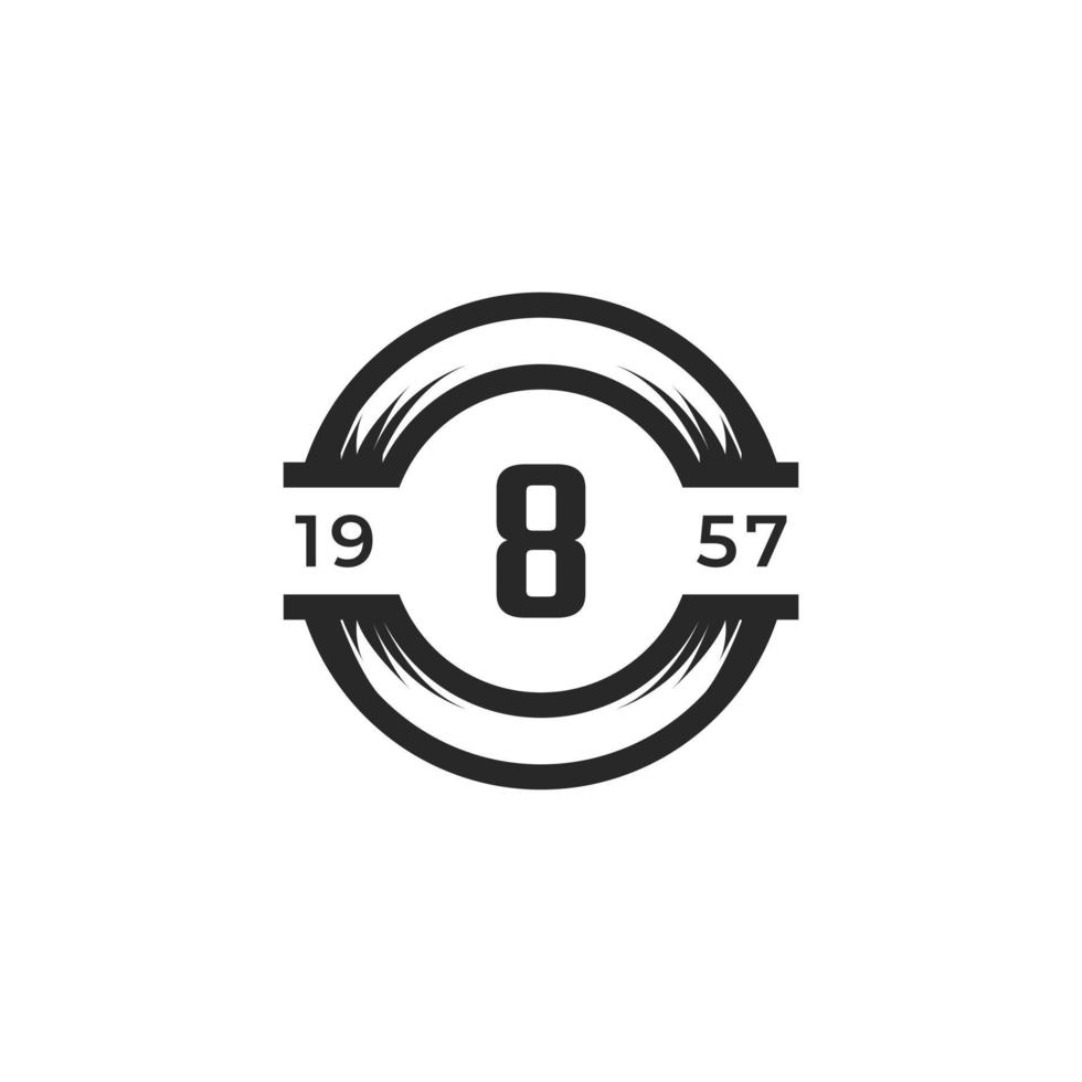 Vintage Insignia Number 8 Logo Design Template Element. Suitable for Identity, Label, Badge, Cafe, Hotel Icon Vector