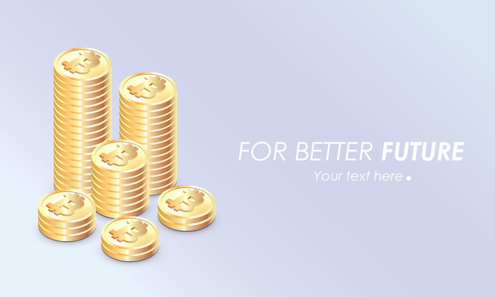 Stacks of gold bitcoin vector