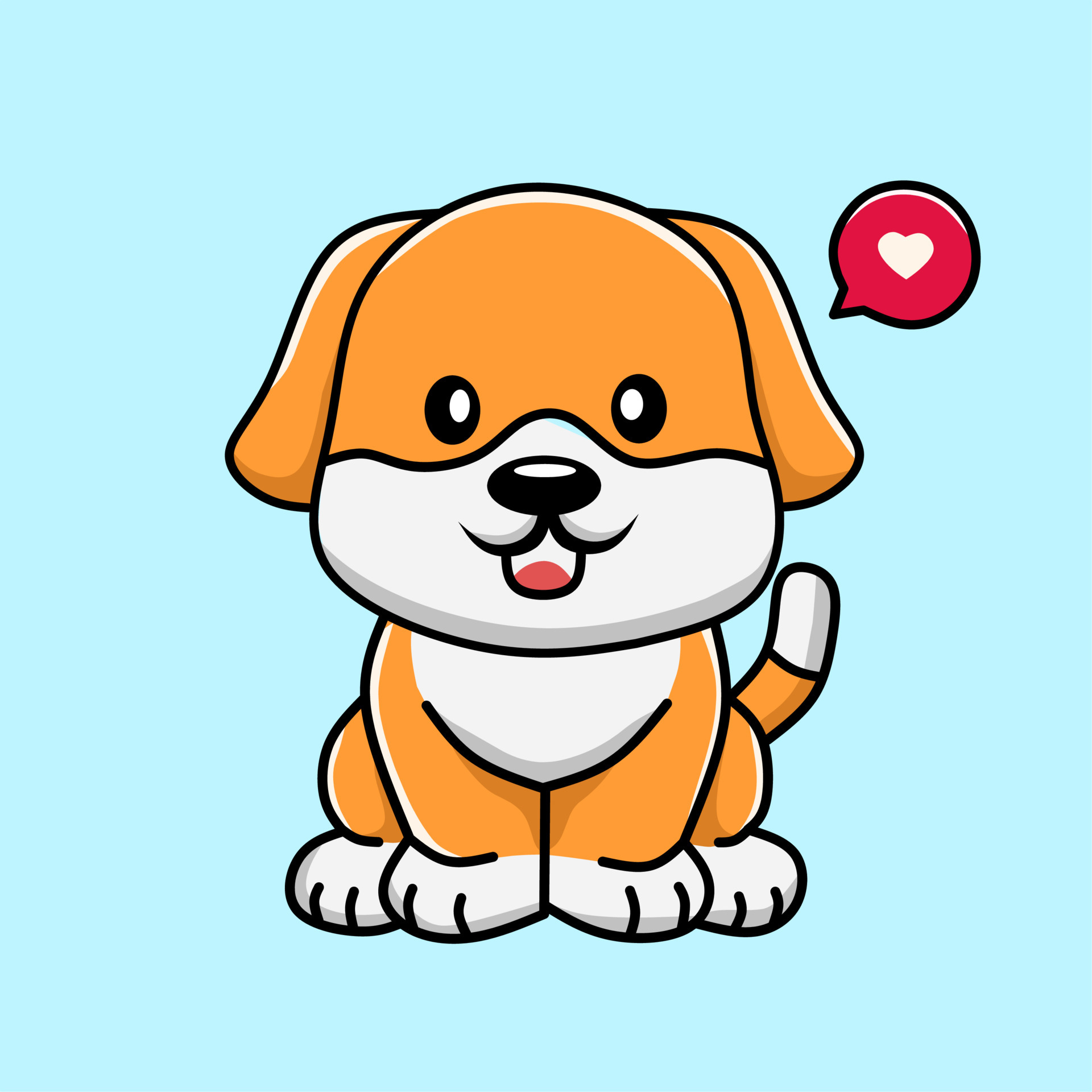 Cute cartoon puppy. Funny dog. Vector illustration for kids. Illustration  with black outline. Happy cartoon puppy sits, portrait of a cute dog. A dog  friend with love. 6241030 Vector Art at Vecteezy