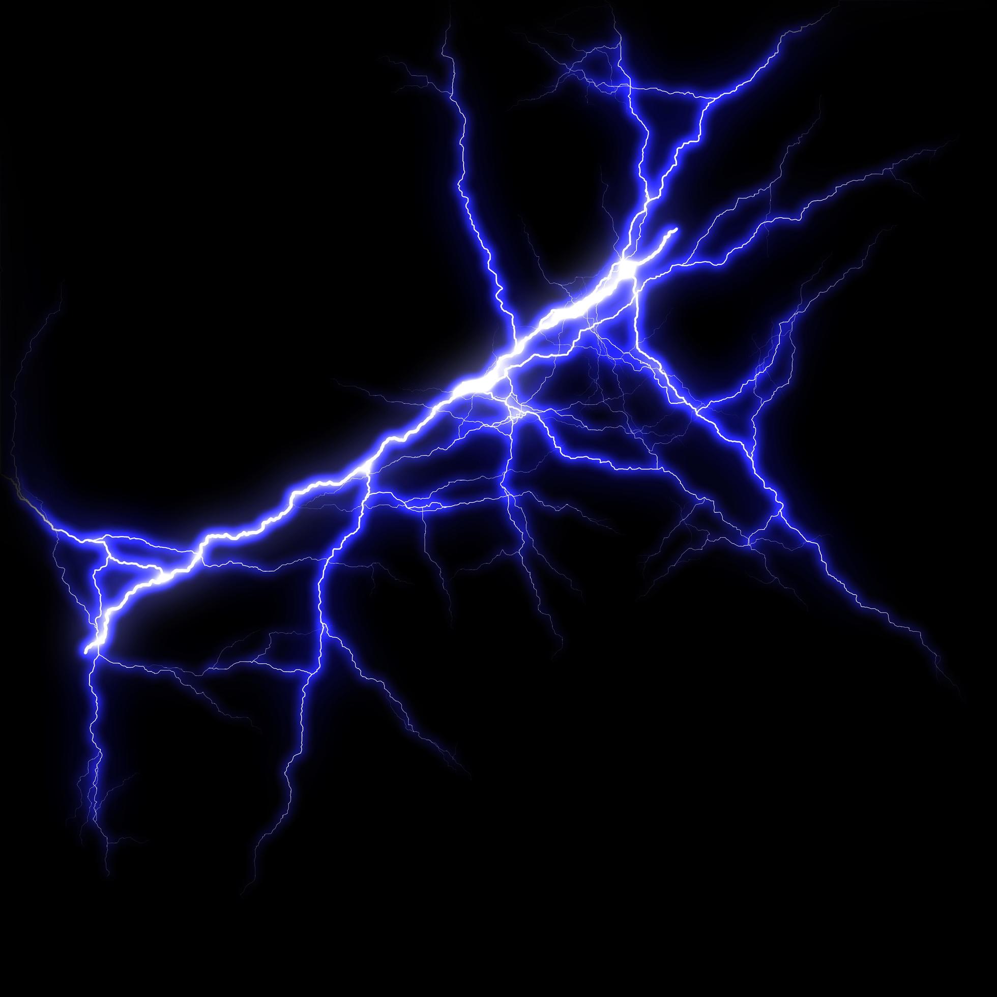 Blue Lightning flash Thunderbolt isolated on black background. 6241116  Stock Photo at Vecteezy