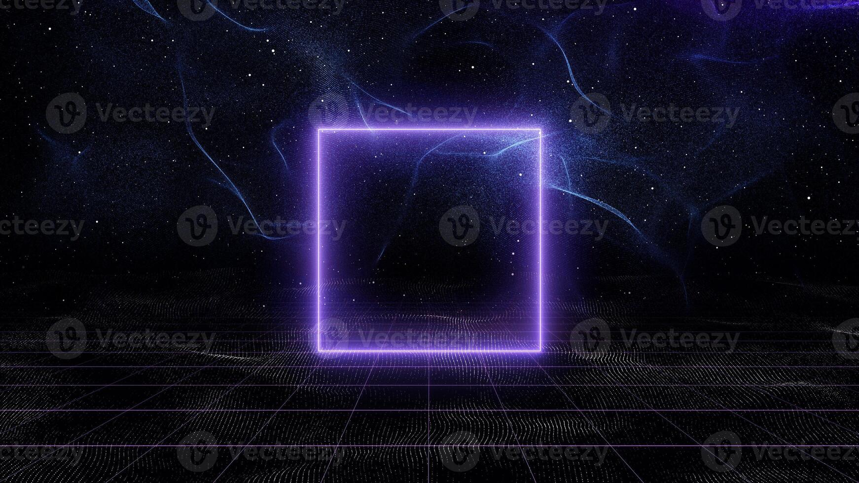 Retro style 80s Sci-Fi Background Futuristic with laser grid landscape. Digital cyber surface style of the 1980s. photo