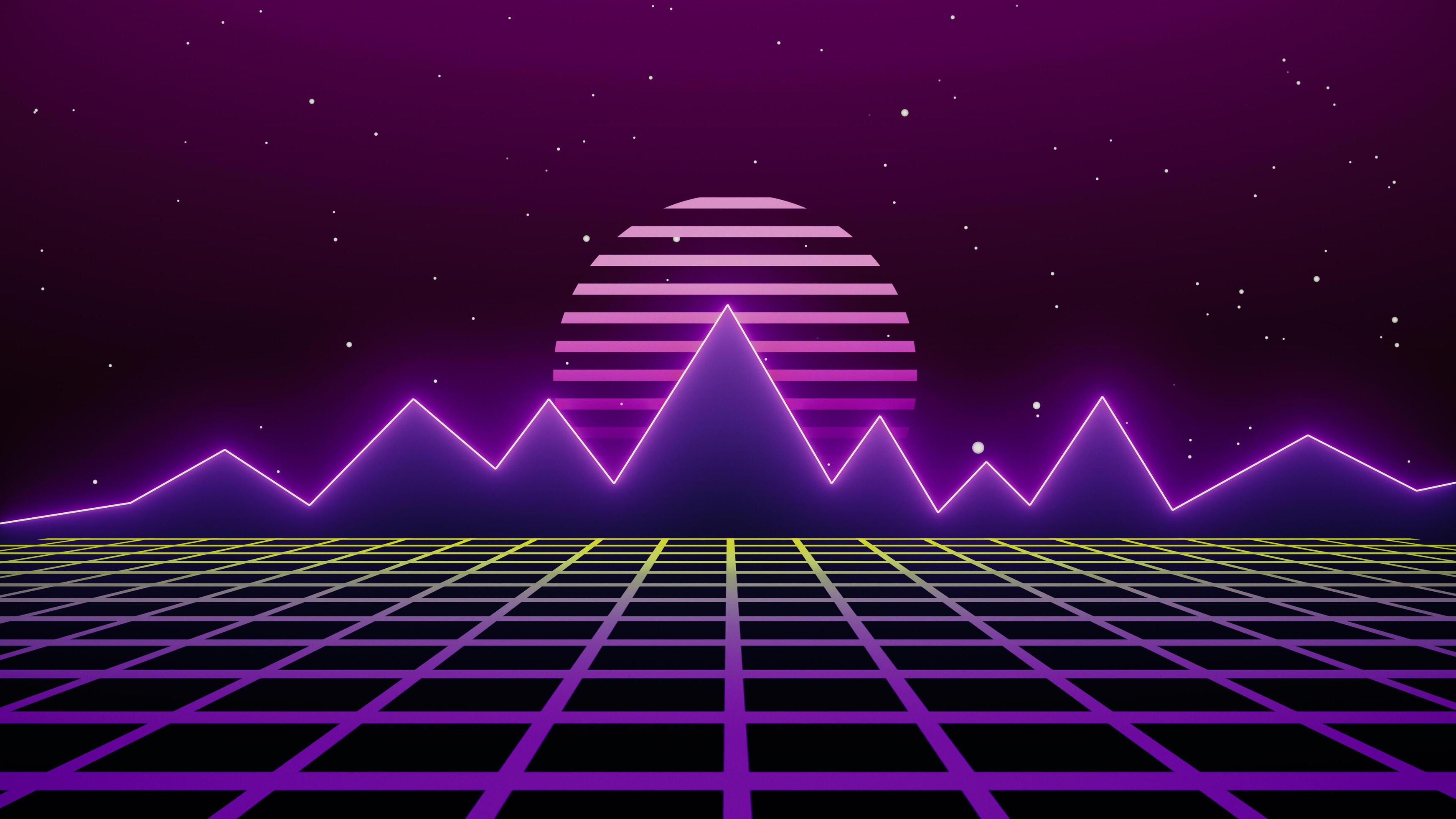 Retro style 80s Sci-Fi Background Futuristic with laser grid landscape ...