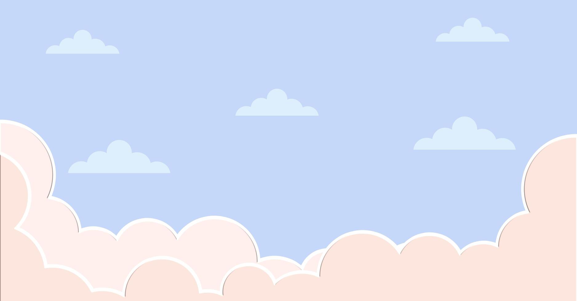 Abstract kawaii Clouds cartoon on blue sky, background. Concept for children and kindergartens or presentation photo