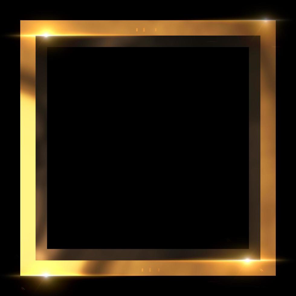 brillo de metal dorado y marco brillante aislado sobre fondo negro foto